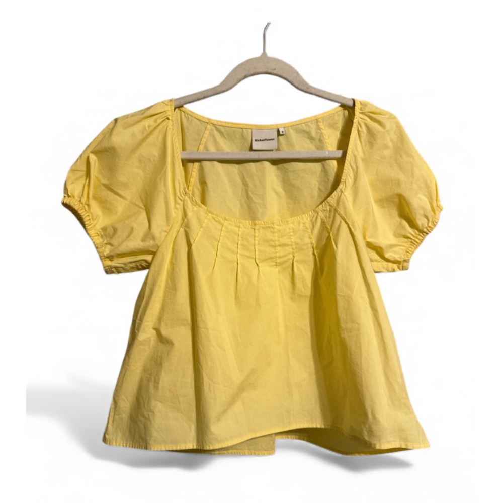 Richer Poorer Yellow Puff Sleeve Square Neck Blouse